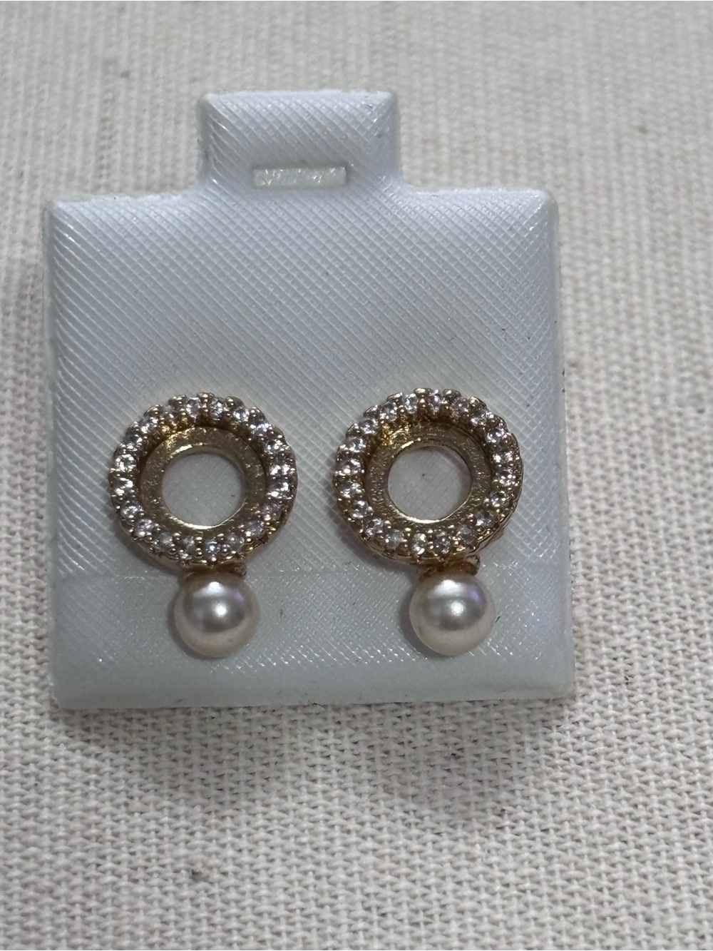 Gold Crystal Circle Earrings with Pearl Drop - Women's Fashion Jewelry